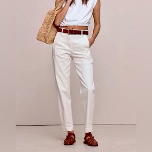 Banana Republic NWT The Weekender‎ Slim Barrel-Leg Pants Ecru Cotton Women’s 10